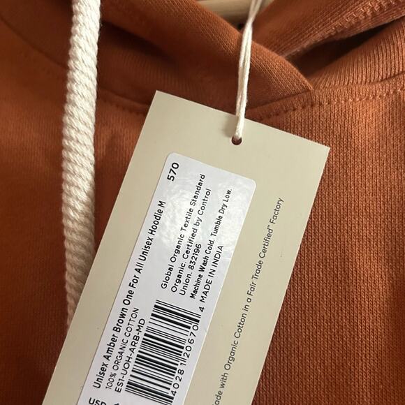 Pact Lounge Pullover Hoodie Sweatshirt Unisex One For All Amber Brown NWT Size M - Picture 3 of 5